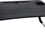 Oango Wooden Wood Portable Laptop Table(Finish Color – Black, Pre Assembled)