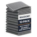 Wazdorf Non-Scratch Dish Wash Cloth, Steel Wire Dish Cloth, Wire Dishwashing Rags Stainless Steel Scrubber Non-Scratch Wire Dishcloth For Washing Dishes Sinks Counters (10 Pcs)