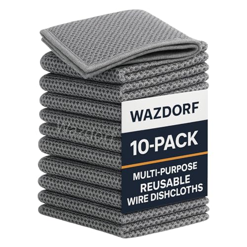 Wazdorf Non-Scratch Dish Wash Cloth, Steel Wire Dish Cloth, Wire Dishwashing Rags Stainless Steel Scrubber Non-Scratch Wire Dishcloth For Washing Dishes Sinks Counters (10 Pcs)