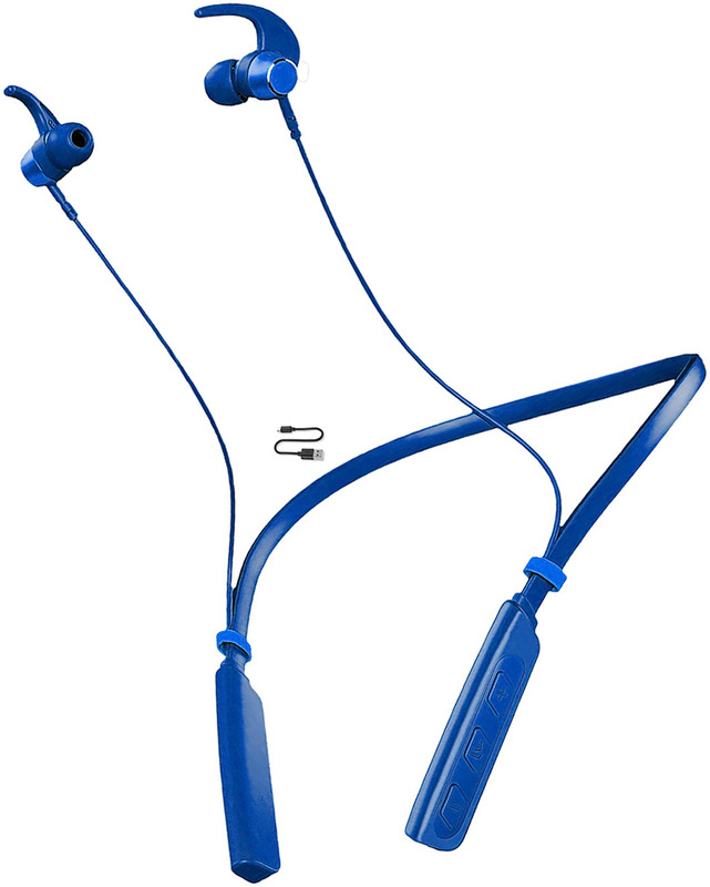 Izwi Rocking Bass 36Hr Playtime Mic Neckband Wireless Headphones Earphones-A12 Bluetooth Gaming(Blue, In The Ear)
