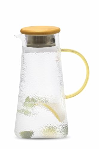 Signoraware Paris Love Borosilicate Glass Jug With Bamboo Lid | 1200Ml | Microwave&Dishwasher Safe | Heat Resistant | Wide Mouth For Easy Cleaning | Strong Handle | Ideal For Everyday Use | Clear