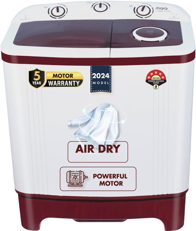 Marq By Flipkart 6 Kg 5 Star Rating Innowash Range Semi Automatic Top Load Washing Machine White, Maroon(Mqsa605Nnndm / Mqsa60H5W)