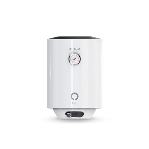 Goldmedal G-Hydro 15 Liters 5 Star Rated Storage Water Heater (Geyser) With Titanium Glassline Coated Tank| Preset Thermal Cutout |Temperature Control Knob|4 In 1 Safety Valve|(White)