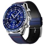 Fire-Boltt Moonwatch 36.3Mm (1.43 Inch) Amoled Display, Wireless Charging, Metallic Frame, Premium Leather Straps, Complete Health Suite, Bluetooth Calling, Sports Modes (Blue)