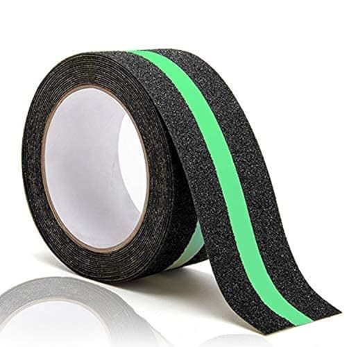 Apidian Anti Slip Skid Tape For Stairs Steps – Glow In The Dark Abrasive – Black And Green Glowing Sticker