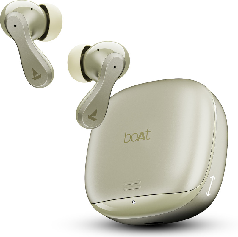 Boat Airdopes 313, Glide Shell, Enx Tech, 75 Hrs Battery, Asap Charge, App Support Bluetooth(Gold Mist, True Wireless)