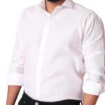 Awasthi Men Solid Formal White Shirt