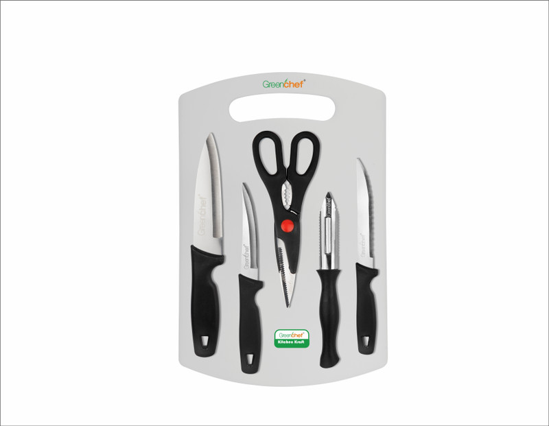Greenchef Greenchef Kitchen Knife Set 5 Pcs + 1 Chopping Board – Kitchen Craft Kitchen Tool Set(Cutting Board, Knife, Scissor, Peeler)
