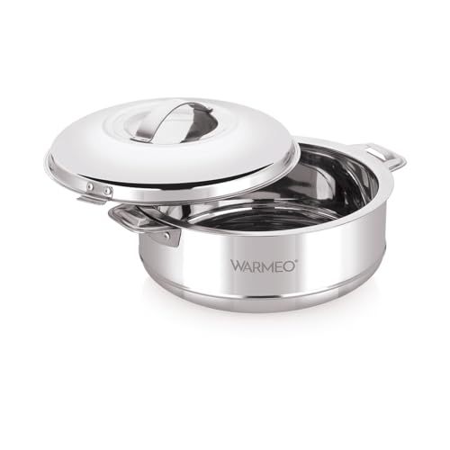 Warmeo Steam Insulated Stainless Steel Casseroles| Easy To Carry Hot Boxes For Kitchen | Hot Food, Easy To Store| Silver|2500Ml