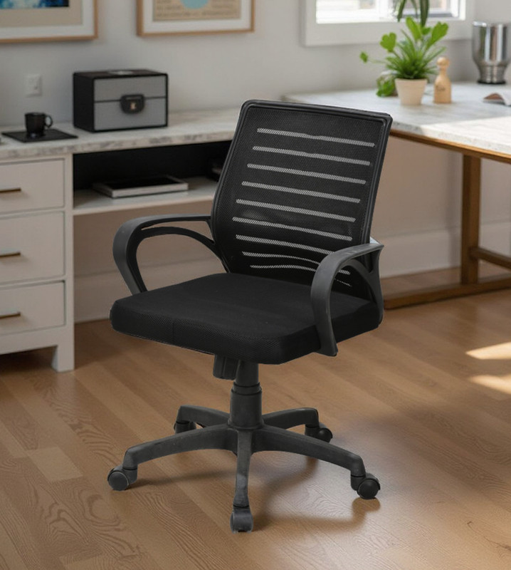 Somraj Ergonomic Office Computer Mid-Back Mesh Study Office Revolving Chair Nylon Office Executive Chair(Black, Pre-Assembled)
