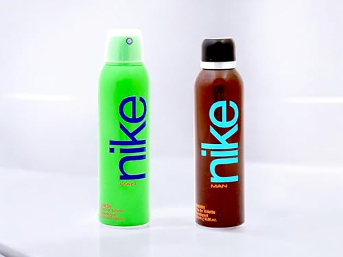 Nike Eau De Toilette Deodorant For Men – Combo Pack Of 2 Deodorant For Men, Deos For Boys And Men, Sporty And Regular Use Deos (200Ml*2) (Brown + Green)