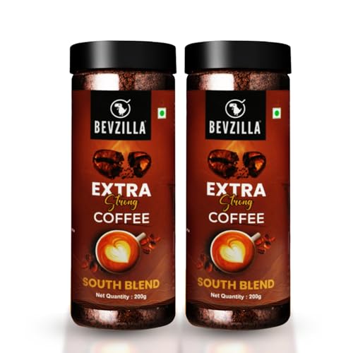 Bevzilla Instant Filter Coffee Powder – South Blend | 70% Coffee, 30% Chicory | Extra Strong | 400G (200G X 2) | Bold Taste | Quick Preparation