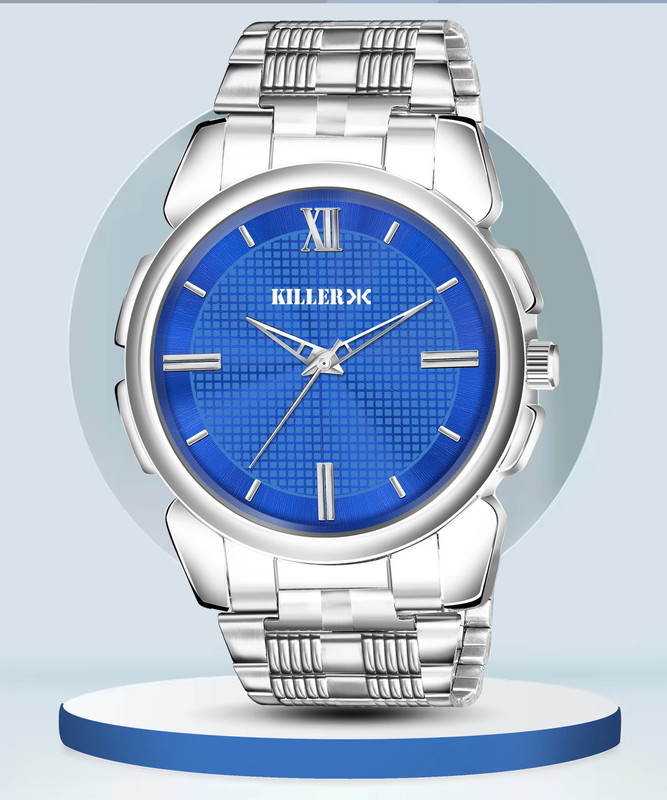 Killer Klr-8430 Premium Stainless Steel Chain Blue Watch For Boys Water Resistant Analog Watch  – For Men