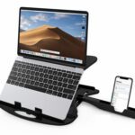 Striff Adjustable Laptop Stand, Ventilated, Portable, Foldable With Phone Stand Plastic Desk Stand Rotatable Laptop Stand With Adjustable Height Compatible With Universal Laptops(Black)