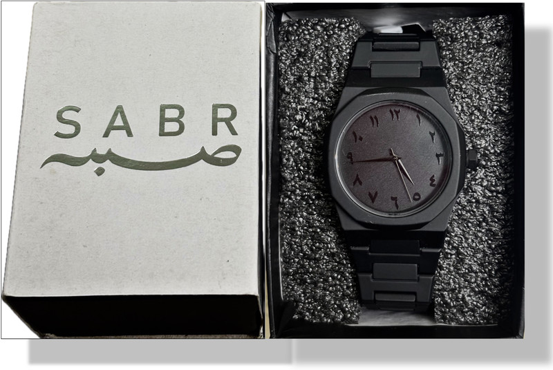 Sabr Luxury Men Crystal Diamond Plated Watch Stainless Steel Luxury Black Aura Arabic Dial Wrist Watch With Premium Box Analog Watch – For Men