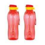 Attro Drinkware Gym 1.5L Bpa-Free Water Bottle With Leak-Proof Flip-Top Cap, Nylon Strap And Stylish For Daily Hydration- Red Set Of 2, Plastic