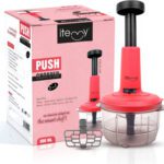 Itemy 2 In 1 Push Vegetable Chopper 800Ml | Cutter With Stainless Steel Blades Vegetable & Fruit Chopper(1 Chopper)