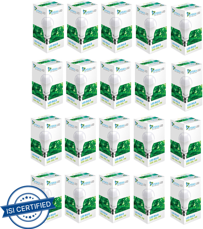Syska 9 W Basic Standard B22 Led Bulb(White, Pack Of 20)