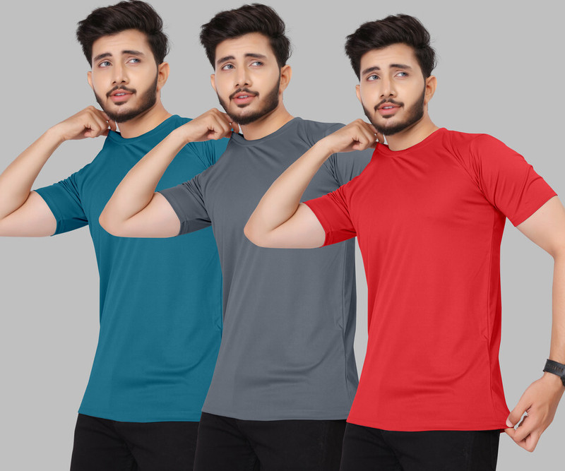 M7 By Metronaut Solid Men Round Neck Multicolor T-Shirt