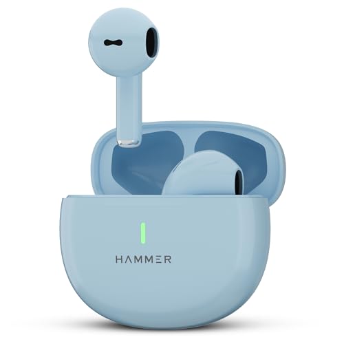 Hammer New Launch Ultra Pods Tws Wireless Bluetooth Ear Buds, Inbuilt Mic, 100H Standby Time, Earbuds With 30H Playtime, Usb Type-C,13Mm Dynamic Drivers, Ipx5 Water Resistant Bluetooth Earphones(Blue)