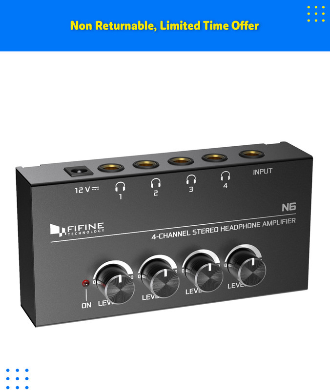 Fifine N6 160 W 4 Channel Stereo Headphone Av Control Amplifier Black(Black)
