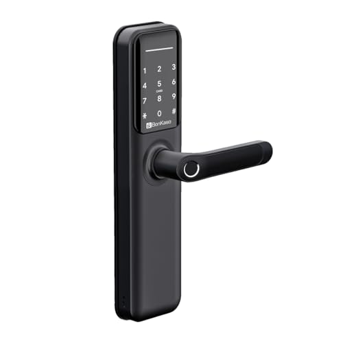 Bonkaso H9 Smart Door Lock For Home And Office| 6-Way Unlocking Features|Fingerprint|Passcode|Key Card Access|Bluetooth|Mechanical Key|Otp Access|2 Year Warranty|(Black)| (Free Installation)