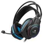 Zebronics Jet Premium Wired Gaming On Ear Headphone With Led Light For Earcups, 40Mm Neodymium Drivers, 2 Meter Braided Cable, Flexible Mic, Suspension Headband, 3.5Mm + Usb Connector (Black + Blue)