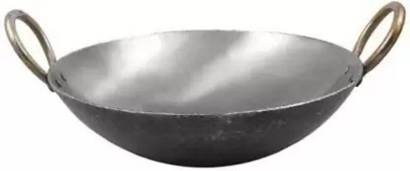 Mohini Steels Premium Quality Pure Loha/Iron Heavy Gauge Kadhai 25 Cm Diameter 2.5 L Capacity(Iron)