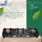 Smart Line 3 Burner Trio, Lpg Stove, Black Color, Isi Marked, 1 Year Warranty Iron Manual Gas Stove(3 Burners)