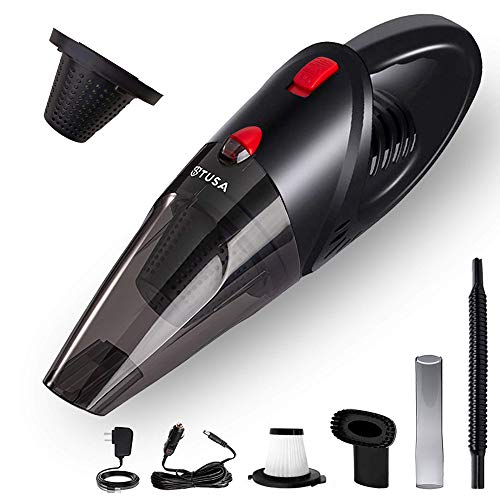Tusa Cordless Vacuum Cleaner For Car & Home | 2X Powerfull Suction, Dual Mode Battery 6000Mah & 12V Dc Car Port | High Power Portable Lightweight Wireless Vacuum, Rechargeable (V1) (Black)