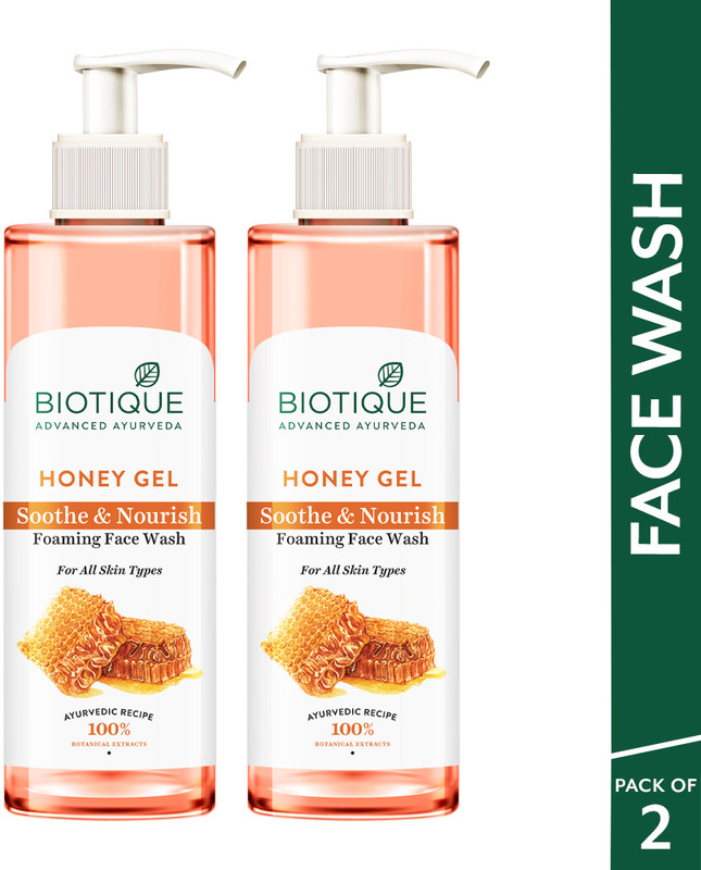 Biotique Honey Gel Soothe & Nourish Foaming Face Wash|Reduce Dryness| All Skin Types Face Wash(400 Ml)