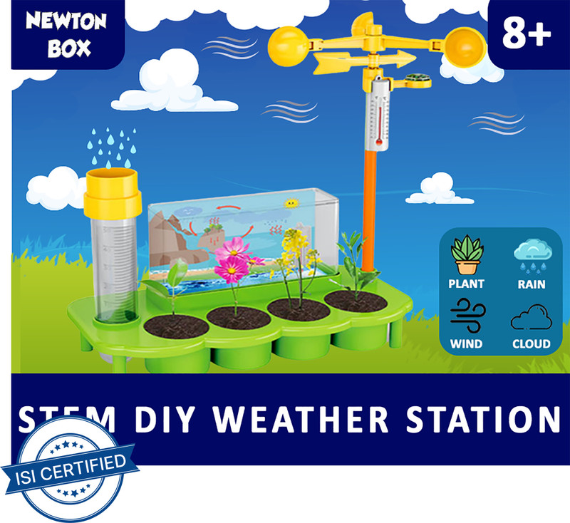 Little Olive Newton Box Weather Station Experiment Kit |Toys For Boys And Girls Aged 8+ Years(Yellow)
