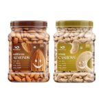 Greenfinity Premium Almonds & Cashews Combo – 500G Each (1Kg Total) | Crunchy Whole Nuts In Reusable Jar | Protein-Rich Healthy Snack | No Preservatives | Vegan & Gluten-Free