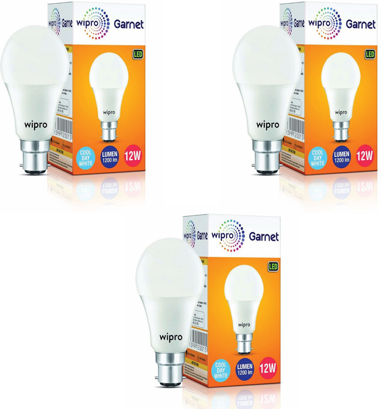Wipro 12 W Basic Standard B22 Led Bulb(White, Pack Of 3)