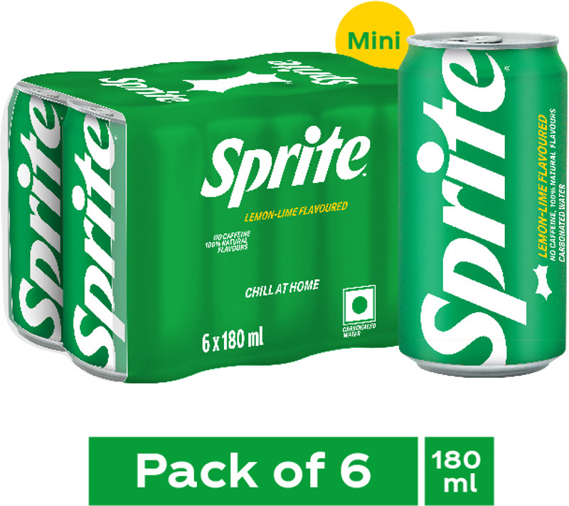 Sprite Soft Drink | Lemon-Lime Flavour | Mini Can(6 X 180 Ml)