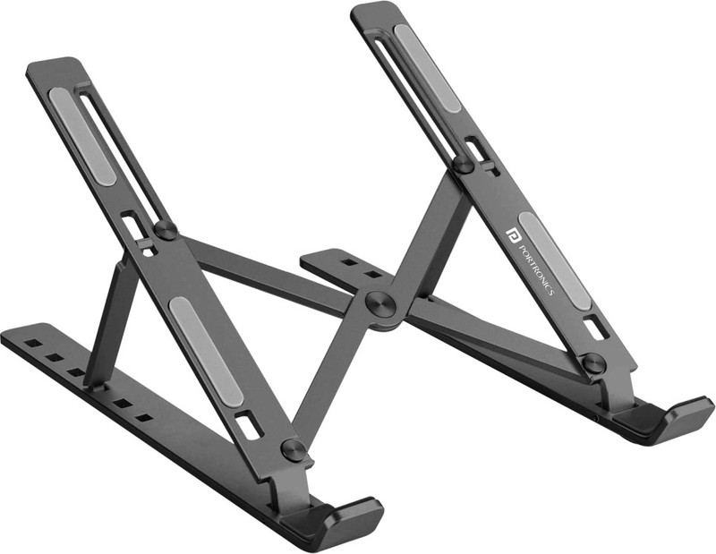 Portronics Por-421 My Buddy K Aluminium Desk Stand Laptop Stand With Adjustable Height Compatible With 26 – 35 Cm Laptops(Grey)
