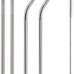 Alcraft Sells (Pack Of 5) Reusable Stainless Steel Straw With Cleaning Brush-Metal Straws Drinking Juice Glass Set Water/Juice Glass(150 Ml, Silver, Silver)