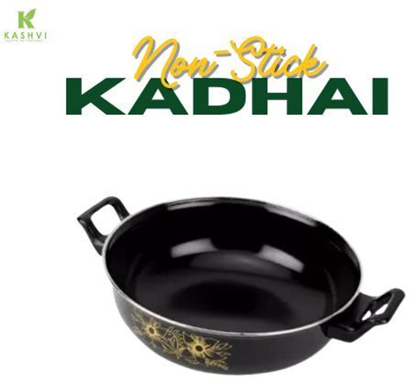 Kashvi Best Big Kadhai Induction Base Kadhai 26 Cm Diameter 3.5 L Capacity(Cast Iron, Non-Stick, Induction Bottom)