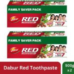 Dabur Red Ayurvedic Paste (Combo Pack 1+1, 500G Each) Toothpaste(1000 G, Pack Of 2)