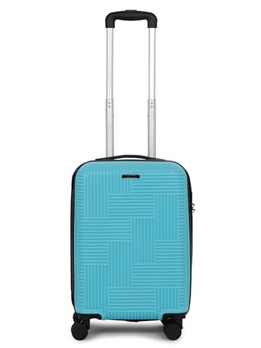 Teakwood Andaman Textured Zigzag Stripline Unisex Check-In Hardside Cabin Trolley Bag With Secure Number Lock System 360 Degree Rotating 8 Wheels (56 Cm, Sky Blue)