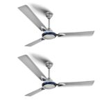 Longway Brezza 1200 Mm (48″) Anti-Dust, 400 Rpm, High Speed 3 Blade Ceiling Fan (Silver Blue,Pack Of 2)