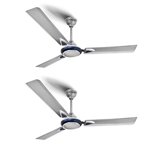 Longway Brezza 1200 Mm (48″) Anti-Dust, 400 Rpm, High Speed 3 Blade Ceiling Fan (Silver Blue,Pack Of 2)