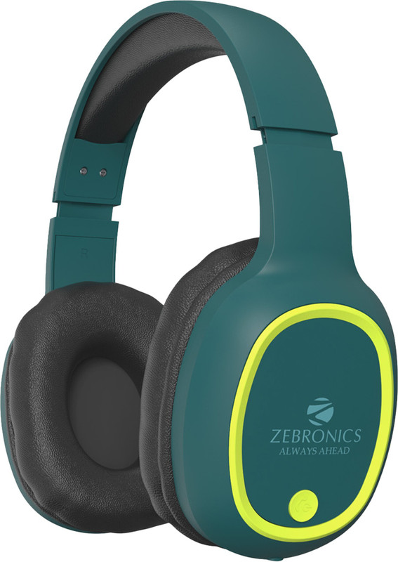 Zebronics Zeb- Thunder, With 60H Backup, Bt V5.3, Gaming Mode, Enc, Aux, Msd, Dual Pairing Bluetooth & Wired(Teal Green, On The Ear)