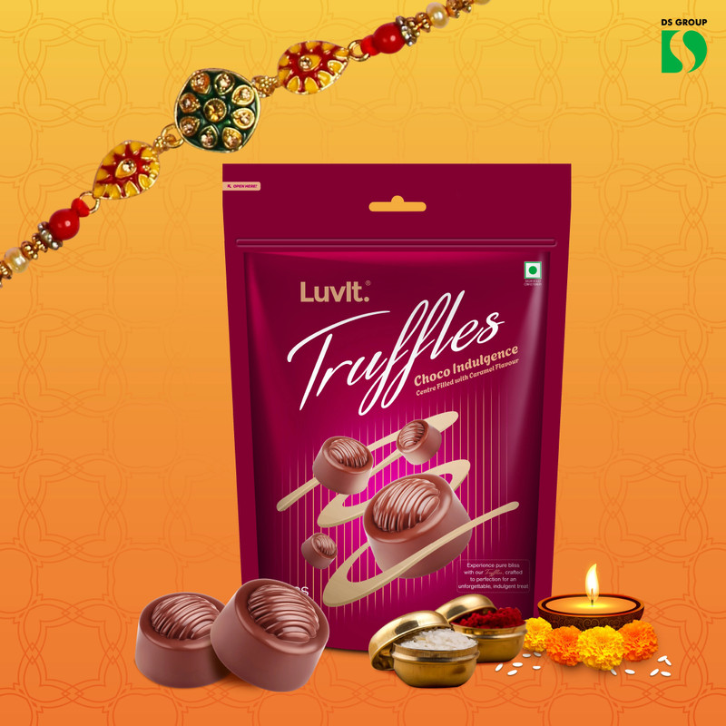 Luvit Choco Truffles With Caramel + 1 Rakhi | Perfect Rakhi Gift Pack | Assorted Gift Box(Multicolor)