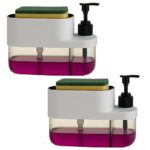 Benavji Outdoor Living 3 In 1 Liquid Soap Dispenser With Sponge Holder For Kitchen Sink, Dishwash, Soap Dishwasher Liquid Holder Kitchen Sink Accessories Items Pack Of 1