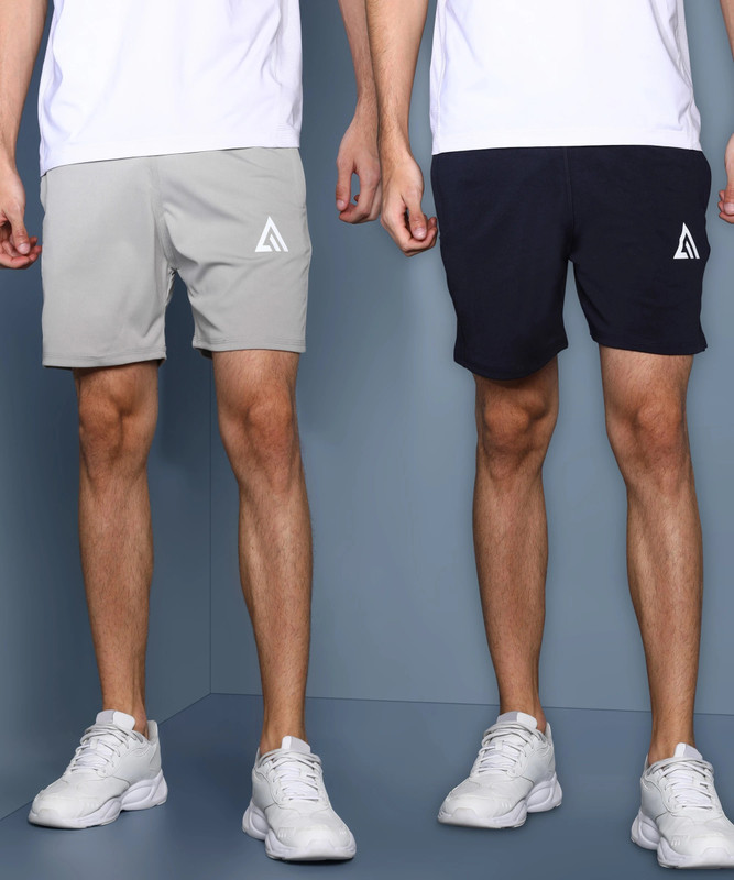 Adrenex Solid Men Blue, Grey Basic Shorts, Cycling Shorts
