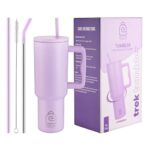 Docat 1200Ml Stainless Steel Tumbler With Lid And Straw, Hot And Cold Double Insulated Sipper Mug, 100% Leak Proof Coffee Tumbler Cupholder For Office, Gym, Travelling (Lavender)