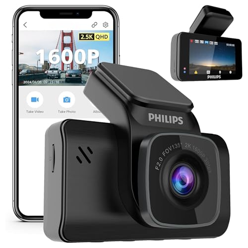 Philips Gosure 5101 Dash Cam For Car | 2K Qhd 1600P Sony Starvis Imx335 | 135° Wide Angle | Night Vision | G-Sensor | Loop Recording | Wi-Fi App | Car Camera Recorder