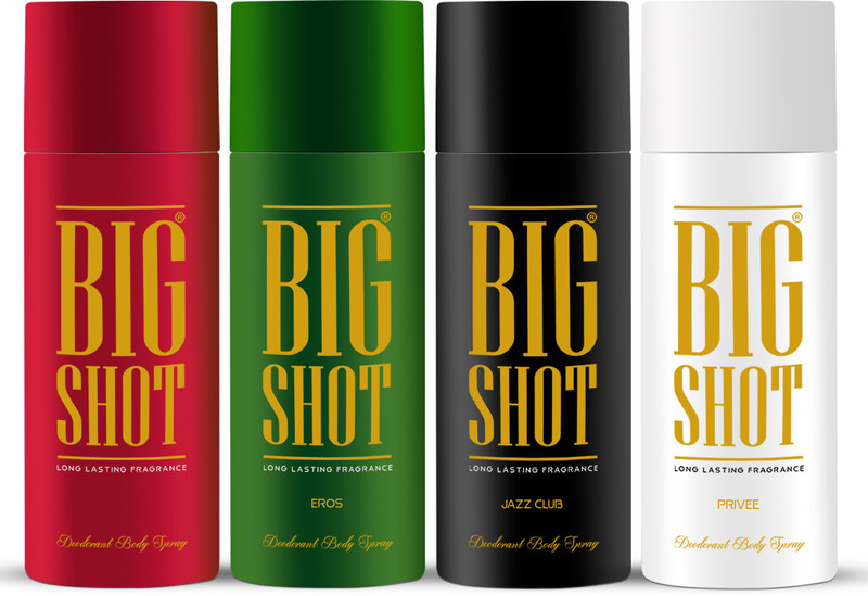 Oscar Big Shot Deodorant Jazz Club, Privee & Eros (150Ml Each) Deodorant Spray  –  For Men(600 Ml, Pack Of 4)