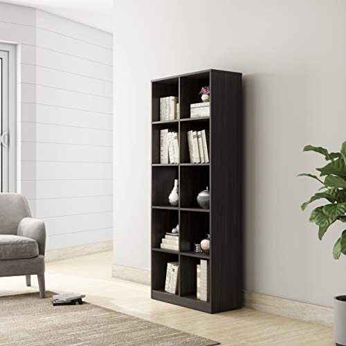Amazon Brand – Solimo Aquilla Engineered Wood Tall 5-Tier Bookcase (Wenge Finish)